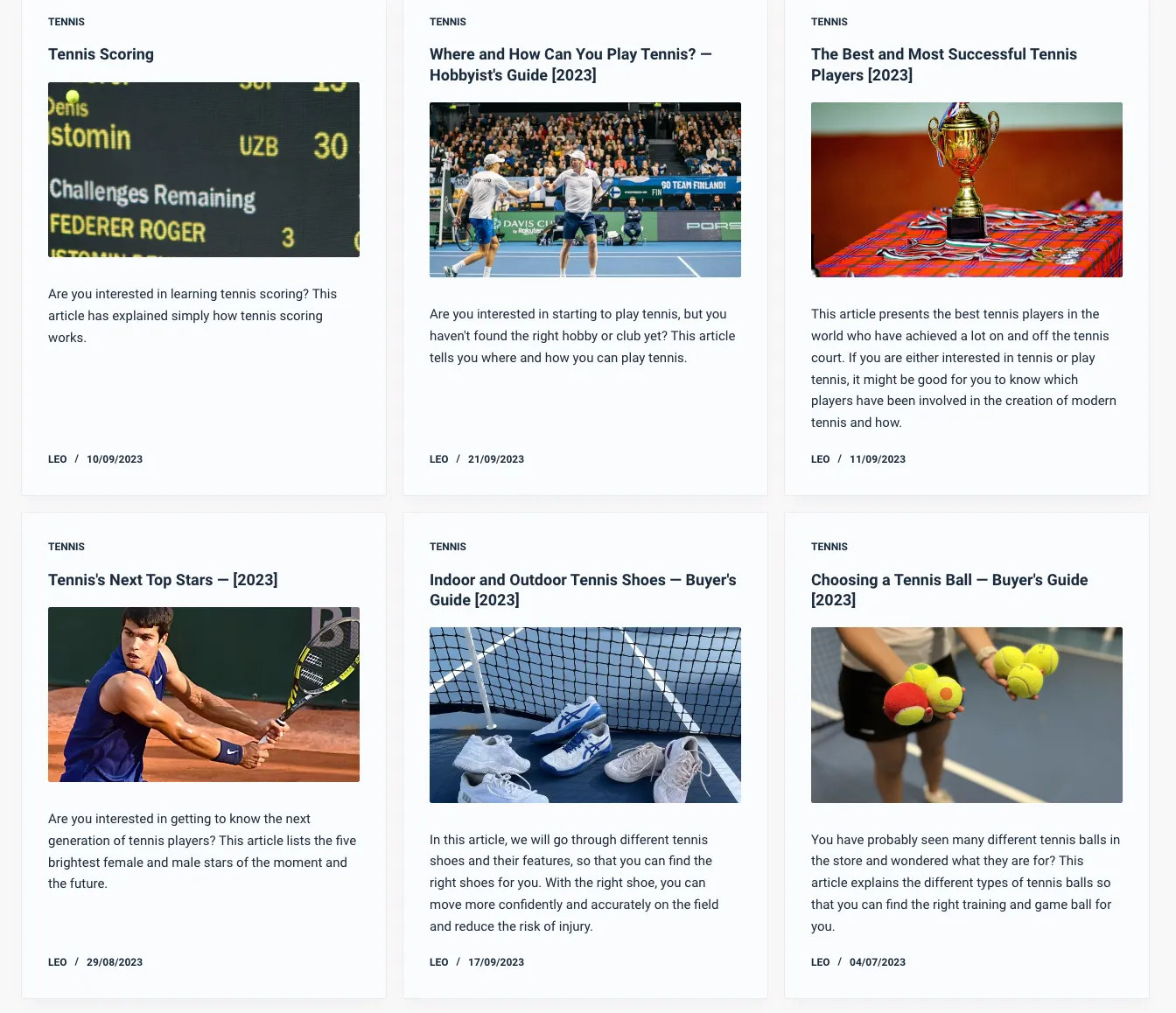 一个有很多网球相关内容的博客  